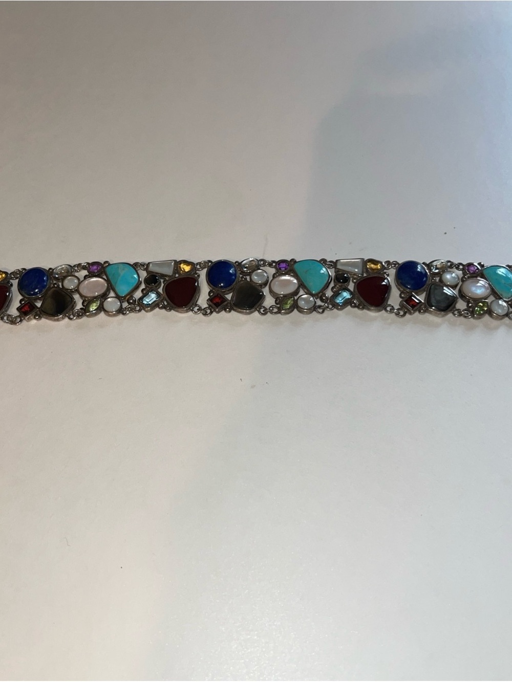 Multi-Color Gemstone Link Bracelet - Women Jewelry